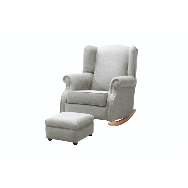 Picture of Snazzy Wingback Rocker Chair + Ottoman - Beige